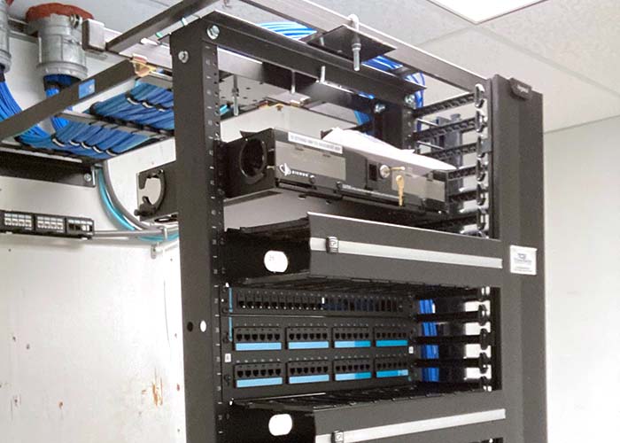 Network server rack and cabling