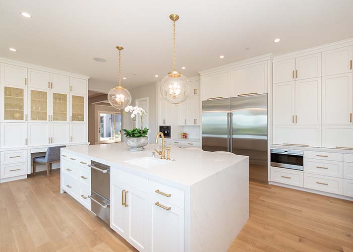 luxurious kitchen with modern lighting fixtures
