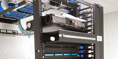 Network server rack and cabling